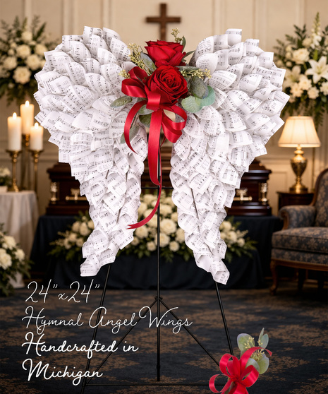 Sheet Music Angel Wings Sympathy Wreath