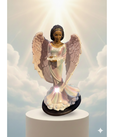 Angel and Dove Iridescent Figurine
