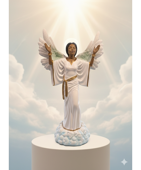 Uplifted Arms Angel with Gold Trim Keepsake