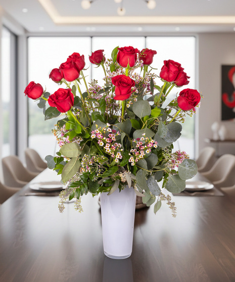 12 Premium Red Roses - Long Stem Roses