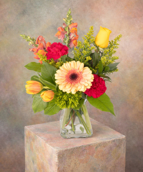 Gerbera Daisy, Rose, and Tulip Arrangement