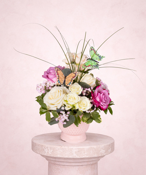 Rose, Spray Rose, and Baby's Breath Arrangement