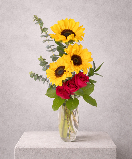 Sunflower and Rose Mixed Arrangement